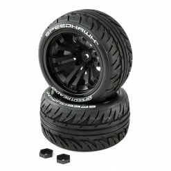 Duratrax SpeedTreads Speedhawk Tires Mounted (2): 1/10 Stadium/Monster Truck for Tires & Wheels