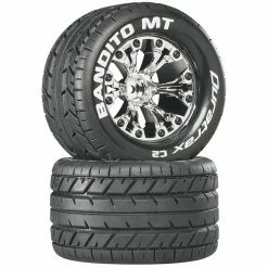 Duratrax Bandito MT 2.8" Mounted 1/2" Offset Tires, Chrome (2) for Tires & Wheels