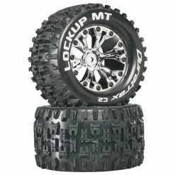 Duratrax Lockup MT 2.8" 2WD Mounted Rear C2 Tires, Chrome (2) for Tires & Wheels
