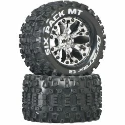 Duratrax Six-Pack MT 2.8" 2WD Mounted 1/2" Offset Tires, Chrome (2) for Tires & Wheels