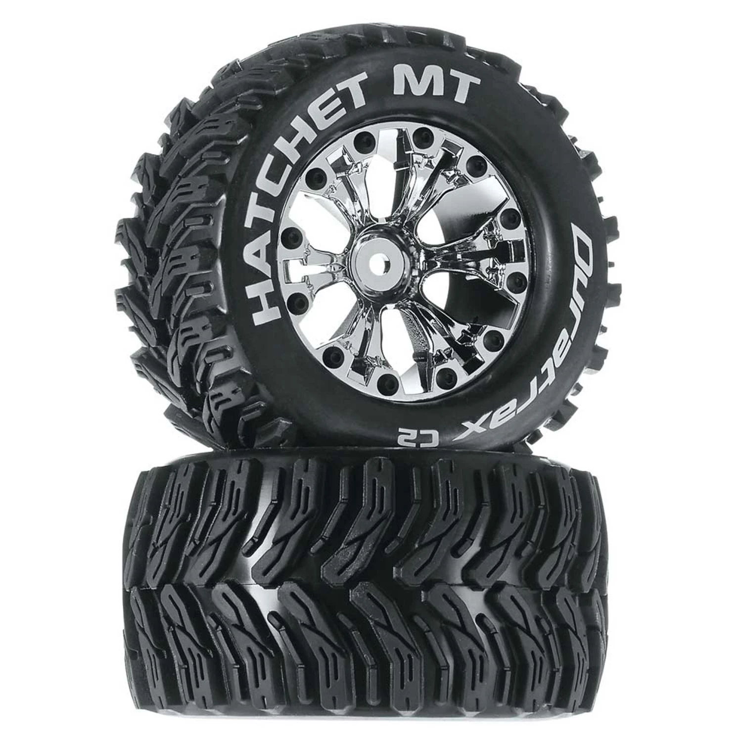Duratrax Hatchet MT 2.8" 2WD Mounted Rear Tires, Chrome (2) for Tires & Wheels 3 Duratrax Hatchet MT 2.8" 2WD Mounted Rear Tires, Chrome (2) for Tires & Wheels