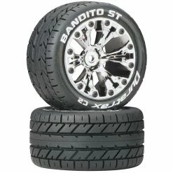 Duratrax Bandito ST 2.8" 2WD Mounted Rear C2 Tires, Chrome (2) for Tires & Wheels