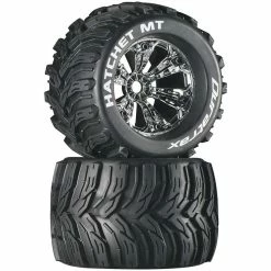 Duratrax Hatchet MT 3.8" Mounted 1/2" Offset Tires, Chrome (2) for Tires & Wheels