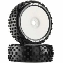 Duratrax Punch C2 Mounted Buggy Tires, White (2) for Tires & Wheels