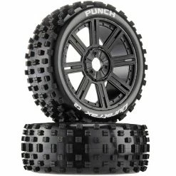 Duratrax Punch C2 Mounted Buggy Spoke Tires, Black (2) for Tires & Wheels