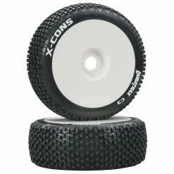 Duratrax X-Cons 1/8 C3 Mounted Buggy Tires, White (2) for Tires & Wheels