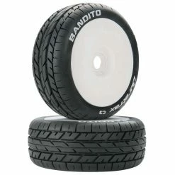 Duratrax Bandito 1/8 C3 Mounted Buggy Tires, White (2) for Tires & Wheels