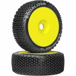Duratrax Equalizer 1/8 C2 Mounted Buggy Tires, Yellow (2) for Tires & Wheels