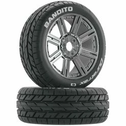Duratrax Bandito 1/8 Buggy Tire C3 Mounted Spoke Tires, Chrome (2) for Tires & Wheels