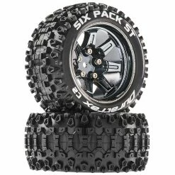 Duratrax Six-Pack ST 2.8 Mntd Black Chrome 14mm Hex (2) for Tires & Wheels