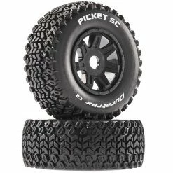 Duratrax Picket SC Mounted Soft Tires, Black 17mm Hex (2) for Tires & Wheels