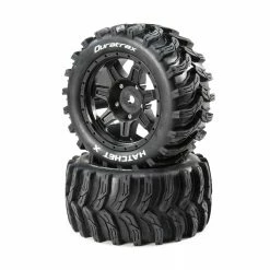 Duratrax Hatchet X Belted Mounted Tires, 24mm Black (2) for Tires & Wheels