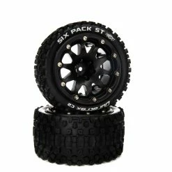 Duratrax Six Pack ST Belted 2.8" Mounted Front/Rear Tires, 14mm Black (2) for Tires & Wheels