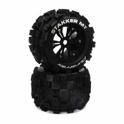 Duratrax STAKKER 1/8 MT Mounted 0 Offset, 17mm Black (2) for Tires & Wheels