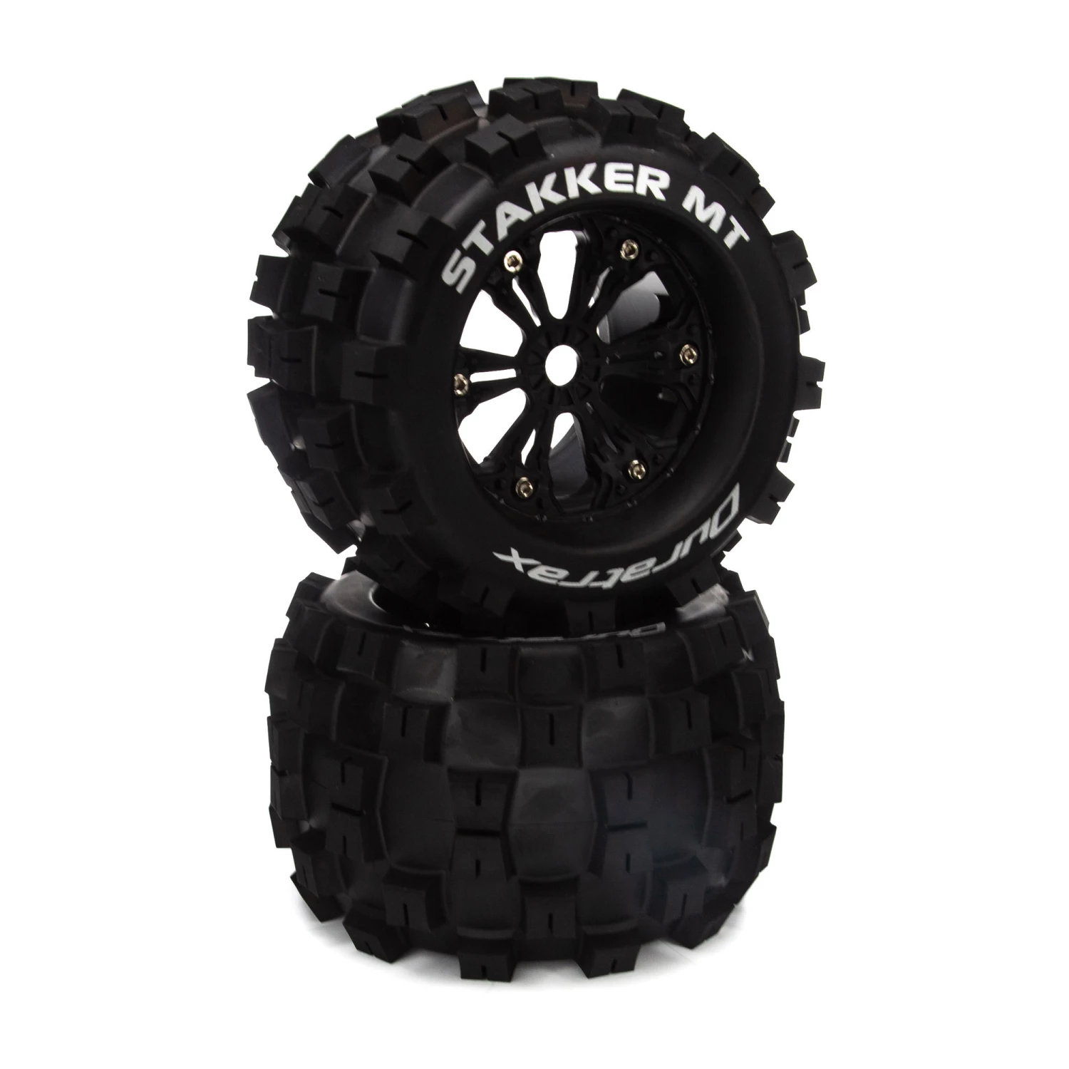 Duratrax STAKKER 1/8 MT Mounted 0 Offset, 17mm Black (2) for Tires & Wheels 3 Duratrax STAKKER 1/8 MT Mounted 0 Offset, 17mm Black (2) for Tires & Wheels