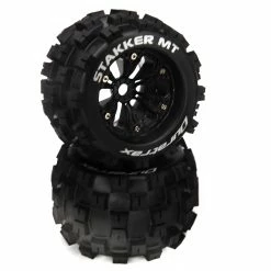 Duratrax STAKKER 1/8 MT Mounted 1/2" Offset, 17mm Black (2) for Tires & Wheels
