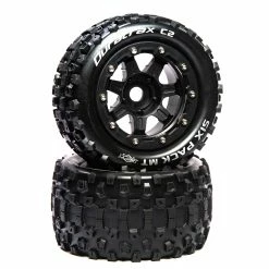 Duratrax SixPack MT Belt 2.8" Mounted Front/Rear Tires .5 Offset 17mm, Black (2) for Tires & Wheels
