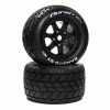 Duratrax Bandito ST Belt 3.8" Mounted Front/RearTires 0 Offset 17mm, Black (2) for Tires & Wheels