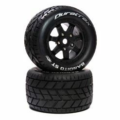 Duratrax Bandito ST Belt 3.8" Mounted Front/RearTires 0 Offset 17mm, Black (2) for Tires & Wheels