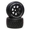Duratrax Bandito ST Belt 3.8" Mounted Front/Rear Tires .5 Offset 17mm, Black (2) for Tires & Wheels
