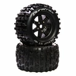 Duratrax Lockup ST Belt 3.8" Mounted Front/Rear Tires 0 Offset 17mm, Black (2) for Tires & Wheels