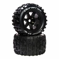 Duratrax Lockup ST Belt 3.8" Mounted Front/Rear Tires .5 Offset 17mm, Black (2) for Tires & Wheels