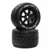 Duratrax Bandito MT Belt 3.8" Mounted Front/Rear Tires 0 Offset 17mm, Black (2) for Tires & Wheels