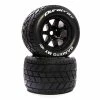 Duratrax Bandito MT Belt 3.8" Mounted Front/Rear Tires .5 Offset 17mm, Black (2) for Tires & Wheels
