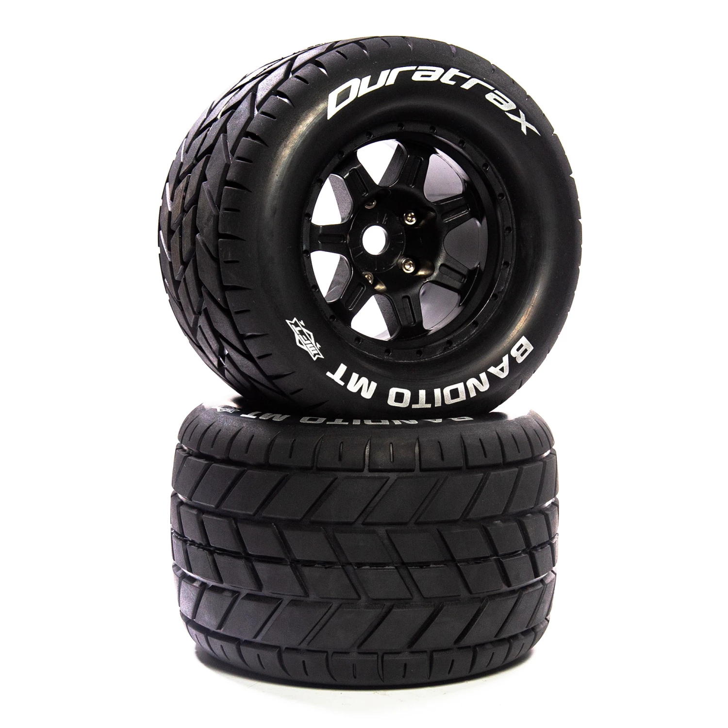 Duratrax Bandito MT Belt 3.8" Mounted Front/Rear Tires .5 Offset 17mm, Black (2) for Tires & Wheels 3 Duratrax Bandito MT Belt 3.8" Mounted Front/Rear Tires .5 Offset 17mm, Black (2) for Tires & Wheels